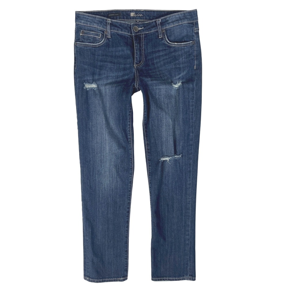 KUT from the Kloth Catherine Boyfriend Jeans 10 Straight 90s Y2K Distress 32